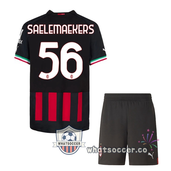 AC Milan (SAELEMAEKERS 56) Kids Home Soccer Jerseys Red 2022-2023