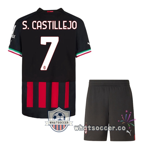AC Milan (S. CASTILLEJO 7) Kids Home Soccer Jerseys Red 2022-2023