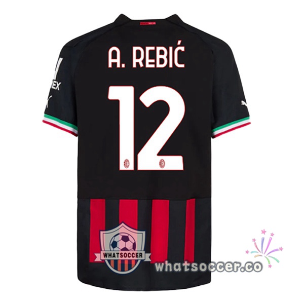AC Milan (A. REBIĆ 12) Home Soccer Jerseys Red 2022-2023