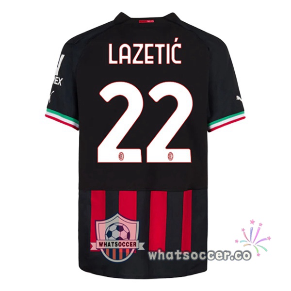 AC Milan (LAZETIĆ 22) Home Soccer Jerseys Red 2022-2023