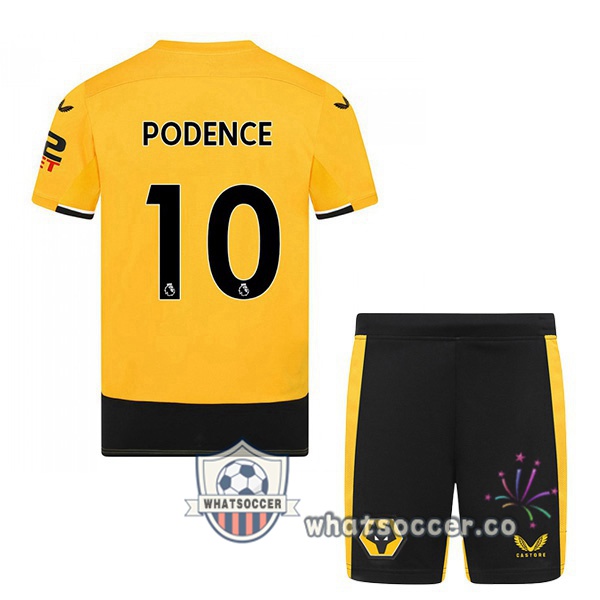 Wolves (PODENCE 10) Kids Home Soccer Jerseys Yellow 2022-2023