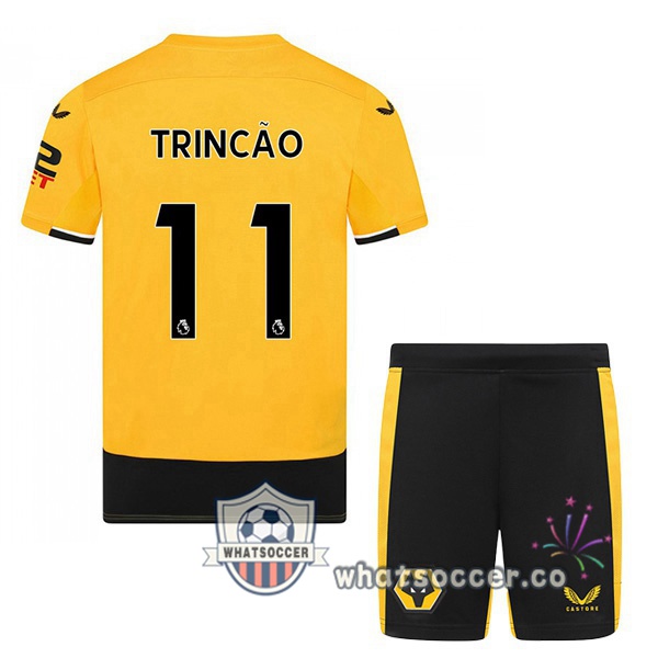 Wolves (TRINCAO 11) Kids Home Soccer Jerseys Yellow 2022-2023