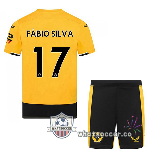 Wolves (FABIO SILVA 17) Kids Home Soccer Jerseys Yellow 2022-2023