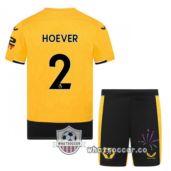 Wolves (HOEVER 2) Kids Home Soccer Jerseys Yellow 2022-2023