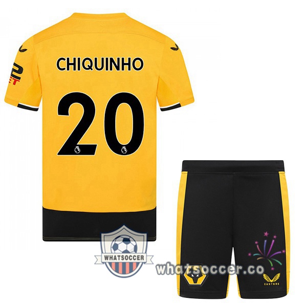 Wolves (CHIQUINHO 20) Kids Home Soccer Jerseys Yellow 2022-2023