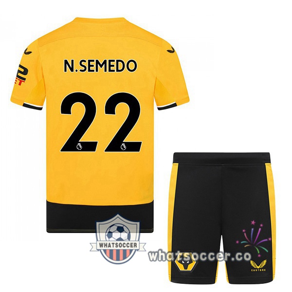 Wolves (N. SEMEDO 22) Kids Home Soccer Jerseys Yellow 2022-2023