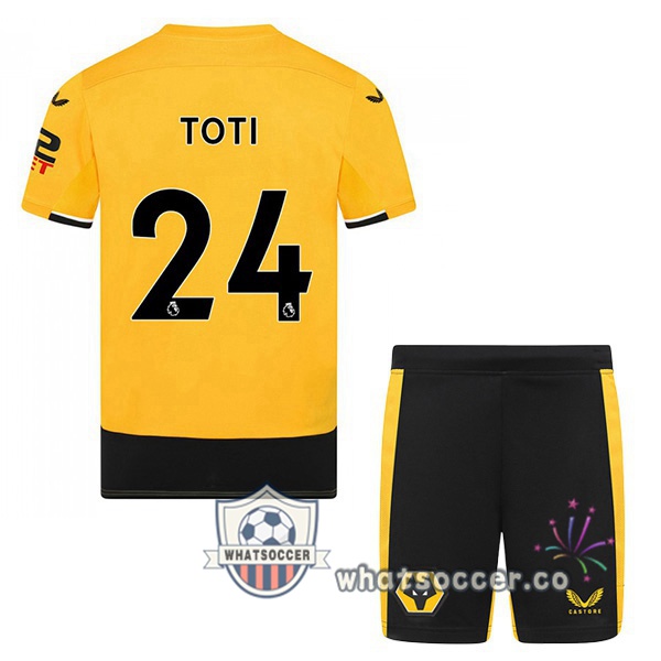 Wolves (TOTI 24) Kids Home Soccer Jerseys Yellow 2022-2023