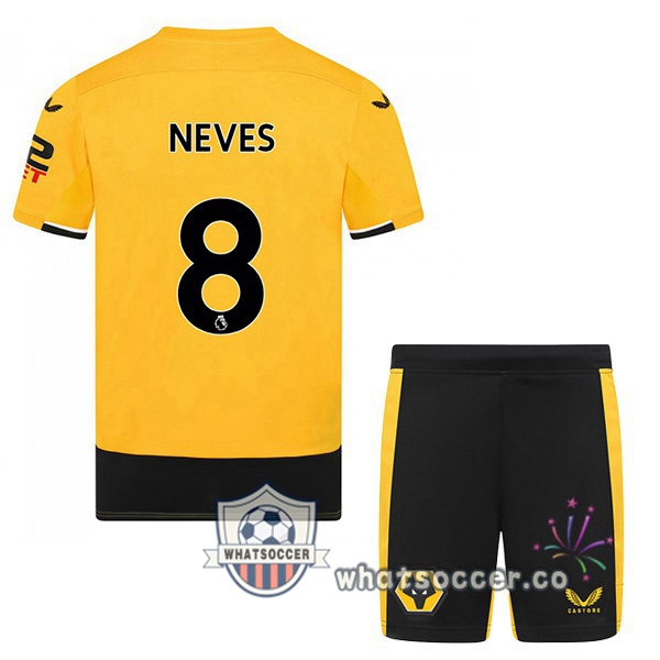 Wolves (NEVES 8) Kids Home Soccer Jerseys Yellow 2022-2023