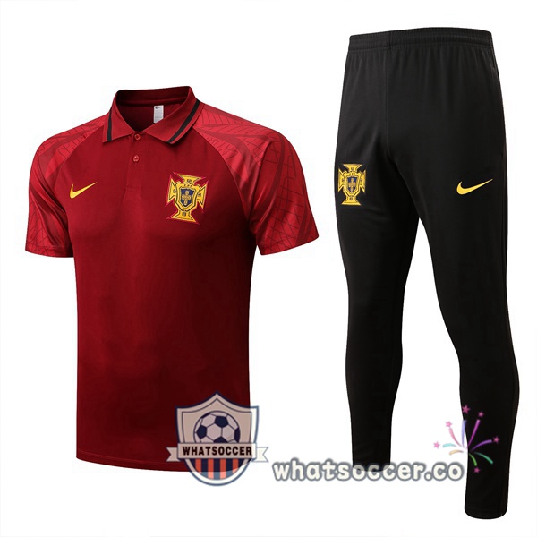 Training Polo Portugal + Pants Red 2022-2023