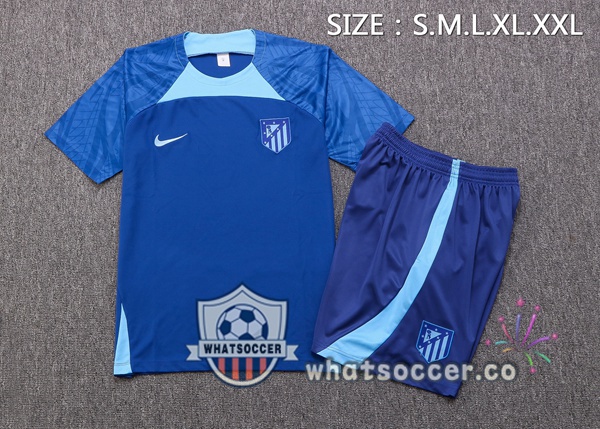 Atletico Madrid Training T-Shirts + Shorts Blue 2022-2023