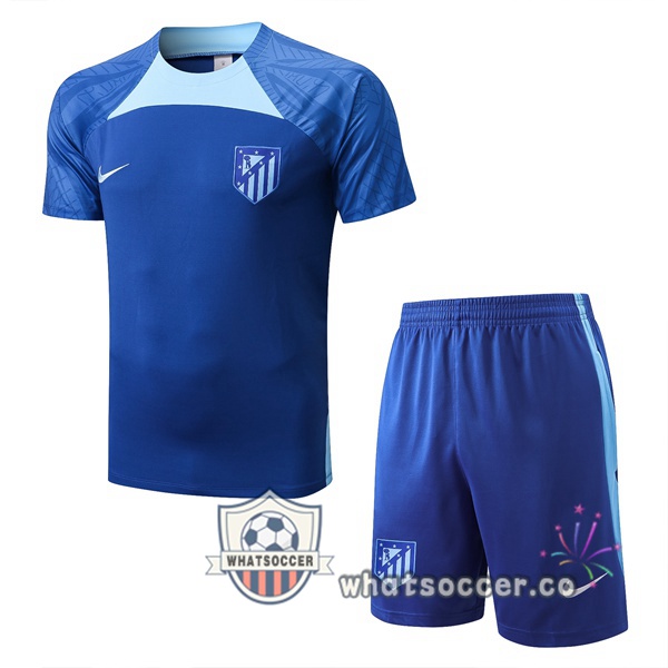 Atletico Madrid Training T-Shirts + Shorts Blue 2022-2023