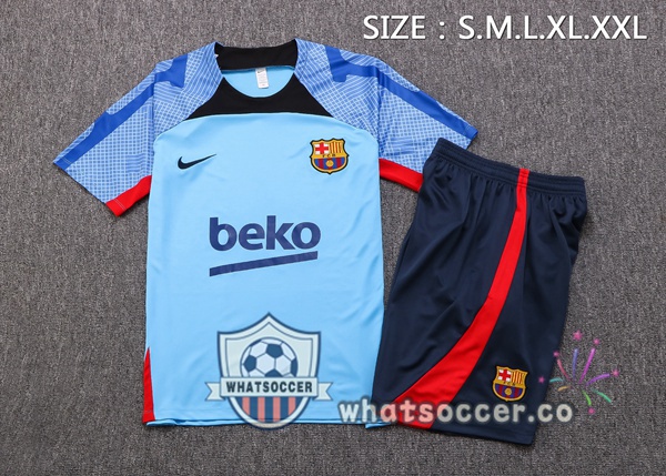 FC Barcelona Training T-Shirts + Shorts Blue 2022-2023