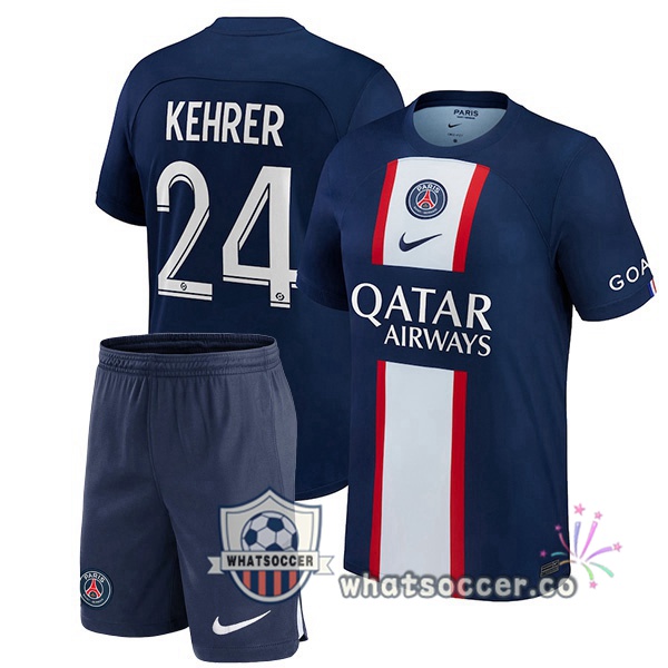 Paris PSG (Kehrer 24) Kids Home Soccer Jerseys Blue Royal 2022-2023