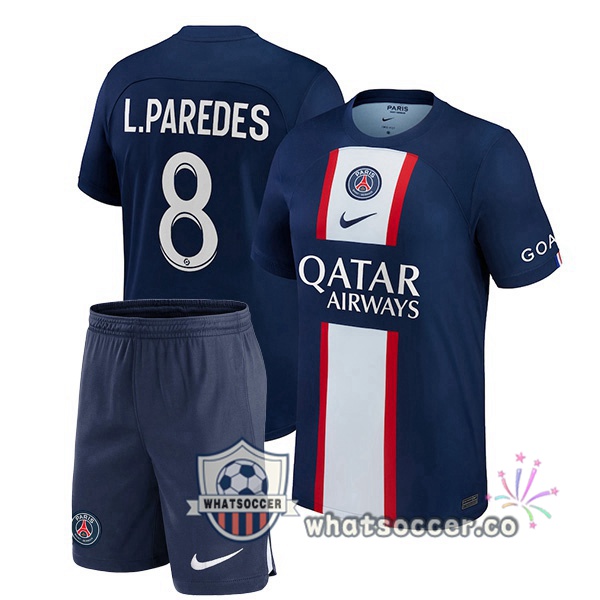 Paris PSG (L.Paredes 8) Kids Home Soccer Jerseys Blue Royal 2022-2023