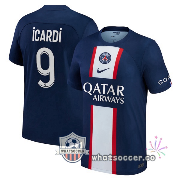Paris PSG (Icardi 9) Home Soccer Jerseys Blue Royal 2022-2023