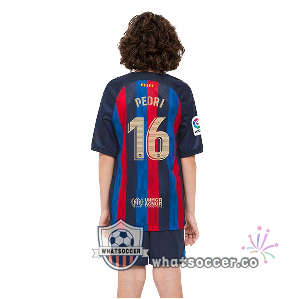 FC Barcelona (Pedri 16) Kids Home Soccer Jerseys Red Blue 2022-2023