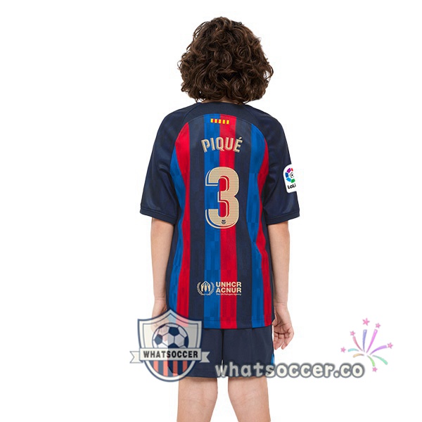 FC Barcelona (Gerard Piqué 3) Kids Home Soccer Jerseys Red Blue 2022-2023