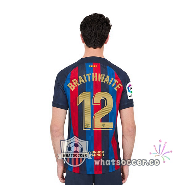 FC Barcelona (Martin Braithwaite 12) Home Soccer Jerseys Red Blue 2022-2023