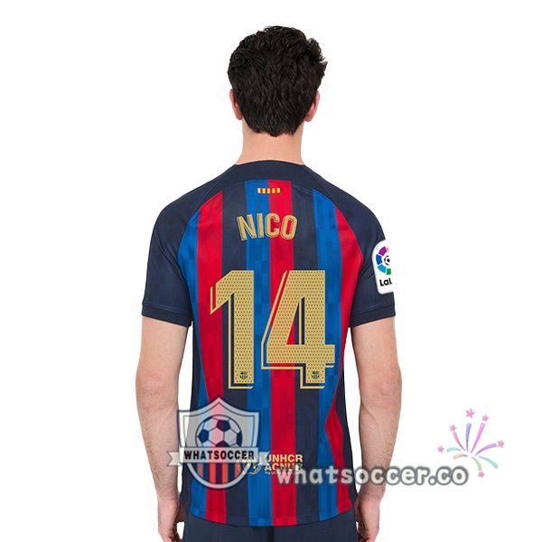 FC Barcelona (Nico 14) Home Soccer Jerseys Red Blue 2022-2023