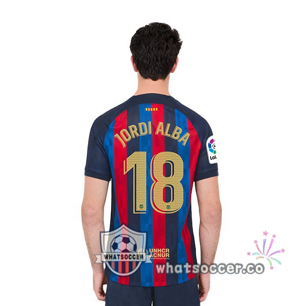 FC Barcelona (Jordi Alba 18) Home Soccer Jerseys Red Blue 2022-2023