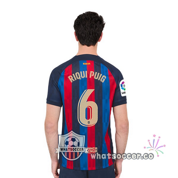FC Barcelona (Riqui Puig 6) Home Soccer Jerseys Red Blue 2022-2023