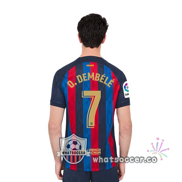 FC Barcelona (Ousmane Dembélé 7) Home Soccer Jerseys Red Blue 2022-2023
