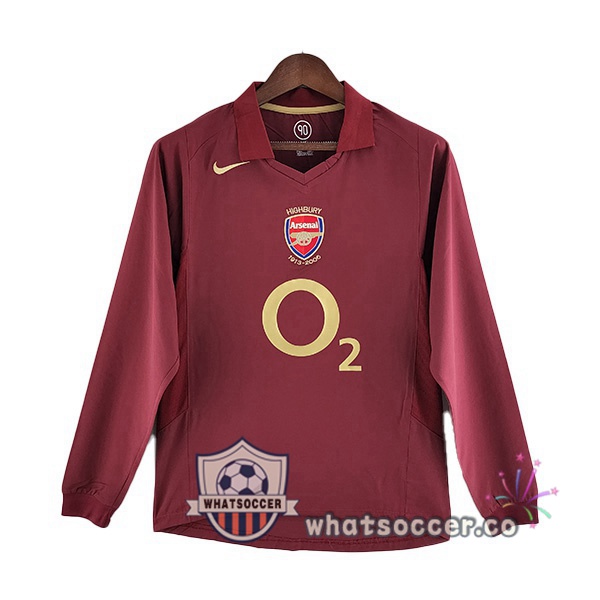Arsenal Retro Home Soccer Jerseys Long Sleeve Marron 2005-2006