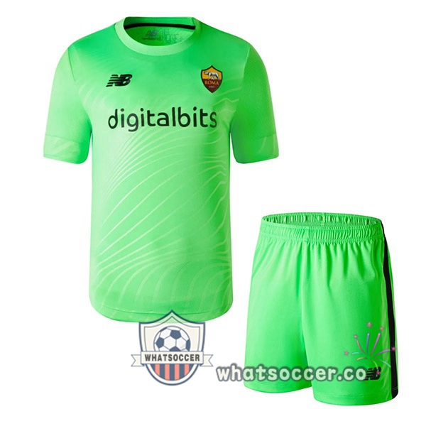 AS Roma Kids Goalkeeper Soccer Jerseys Green 2022-2023