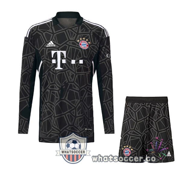 Bayern Munich Kids Goalkeeper Long Sleeve Soccer Jerseys Black 2022-2023