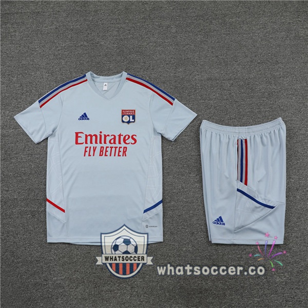 Olympique Lyonnais Training T-Shirts + Shorts Gray 2022-2023