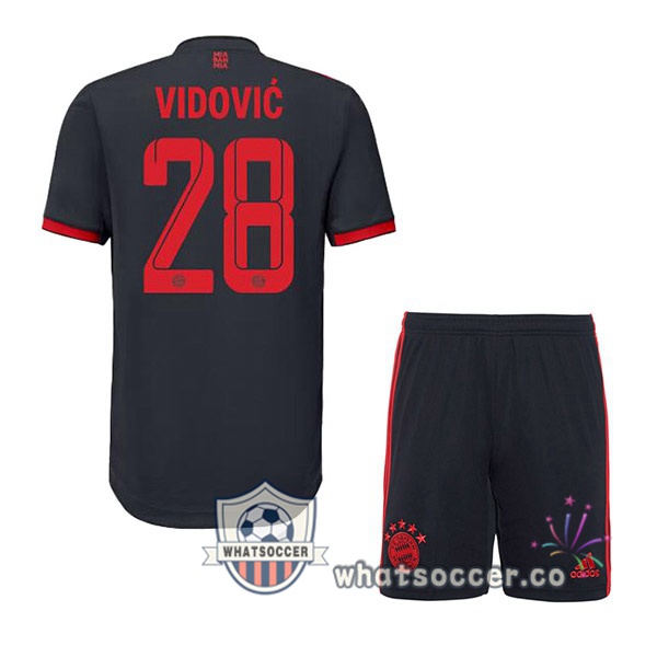 Bayern Munich (Vidović 28) Kids Third Soccer Jerseys Black 2022-2023