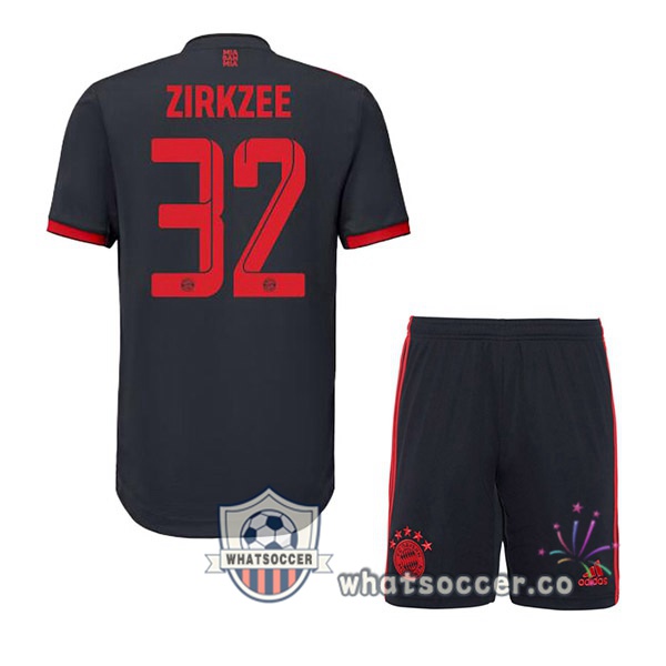 Bayern Munich (Zirkzee 32) Kids Third Soccer Jerseys Black 2022-2023