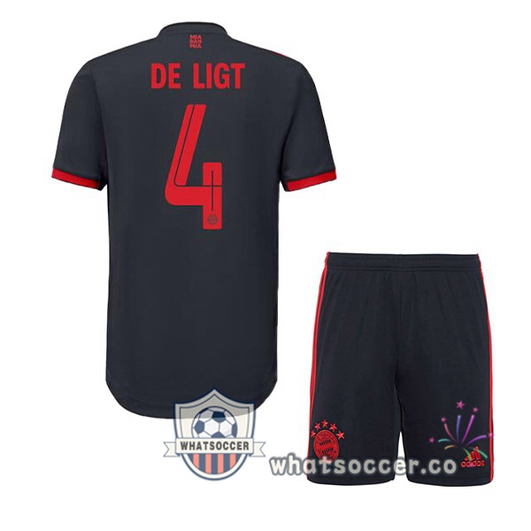 Bayern Munich (de Ligt 4) Kids Third Soccer Jerseys Black 2022-2023