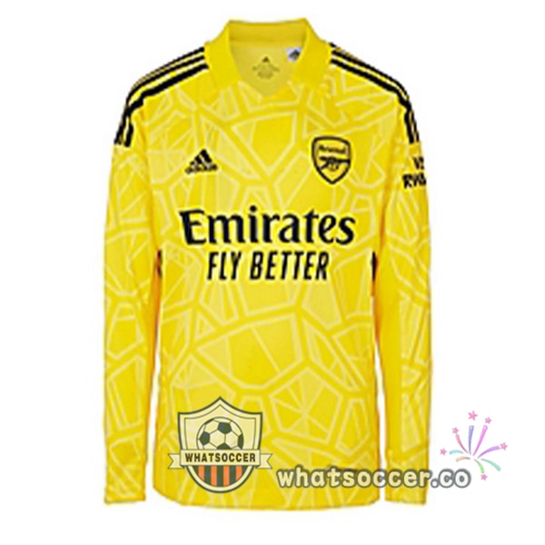 Arsenal Goalkeeper Long Sleeve Soccer Jerseys Yellow 2022-2023