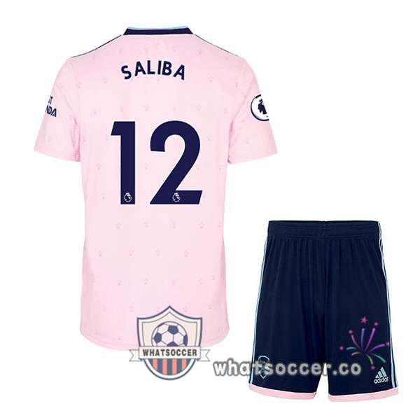 Arsenal (SALIBA 12) Kids Away Soccer Jerseys Rose 2022-2023