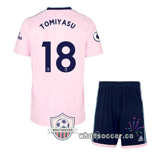 Arsenal (TOMIYASU 18) Kids Away Soccer Jerseys Rose 2022-2023