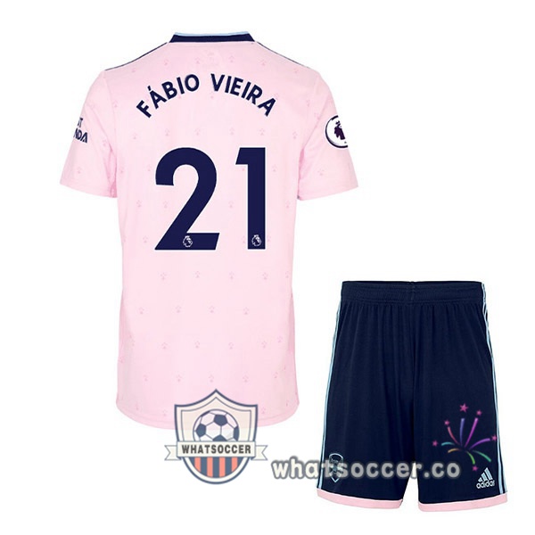 Arsenal (FÁBIO VIEIRA 21) Kids Away Soccer Jerseys Rose 2022-2023