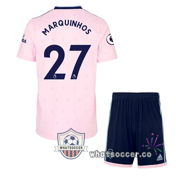 Arsenal (MARQUINHOS 27) Kids Away Soccer Jerseys Rose 2022-2023