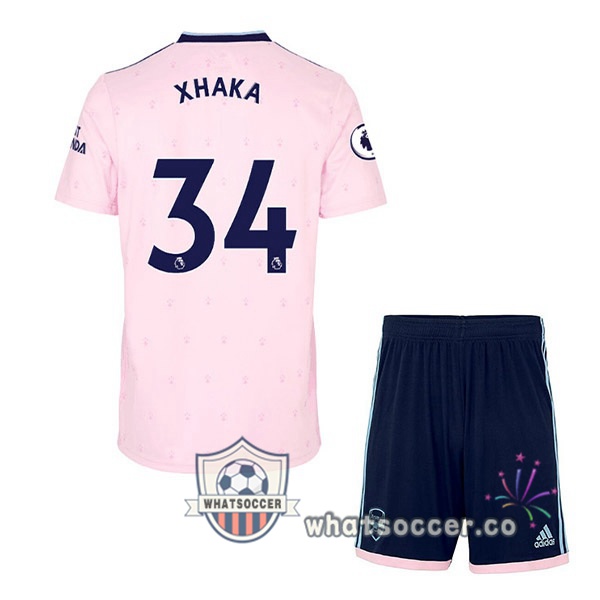 Arsenal (XHAKA 34) Kids Away Soccer Jerseys Rose 2022-2023