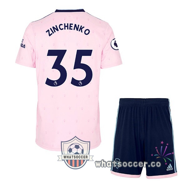 Arsenal (ZINCHENKO 35) Kids Away Soccer Jerseys Rose 2022-2023