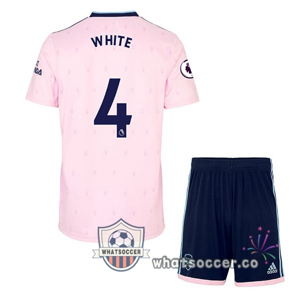 Arsenal (WHITE 4) Kids Away Soccer Jerseys Rose 2022-2023