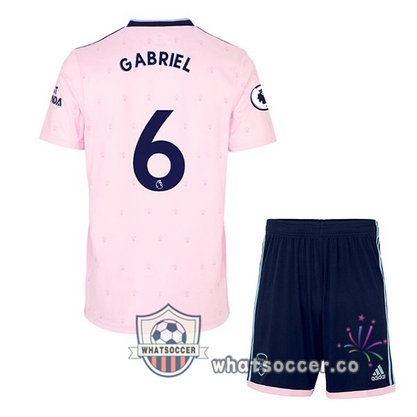 Arsenal (GABRIEL 6) Kids Away Soccer Jerseys Rose 2022-2023