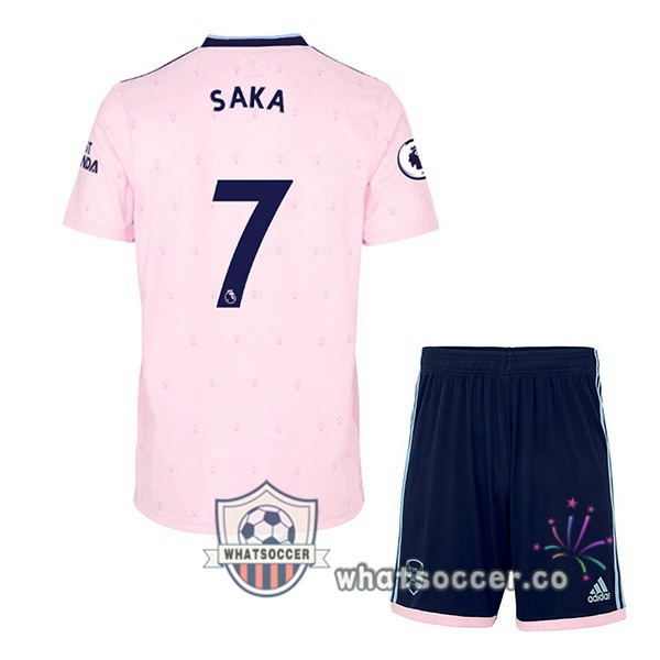 Arsenal (SAKA 7) Kids Away Soccer Jerseys Rose 2022-2023