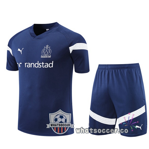 Olympique de Marseille Training T-Shirts + Shorts Blue Royal 2022-2023