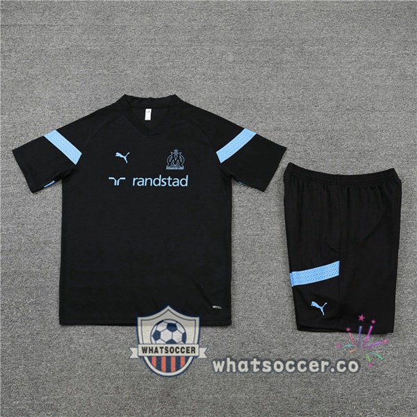 Olympique de Marseille Training T-Shirts + Shorts Black 2022-2023
