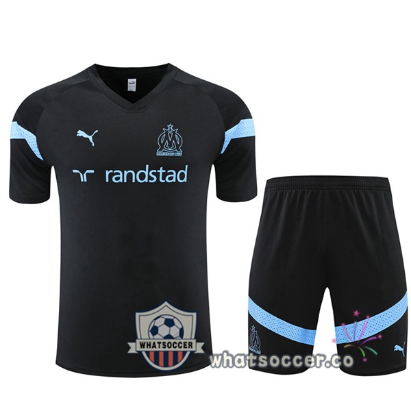 Olympique de Marseille Training T-Shirts + Shorts Black 2022-2023