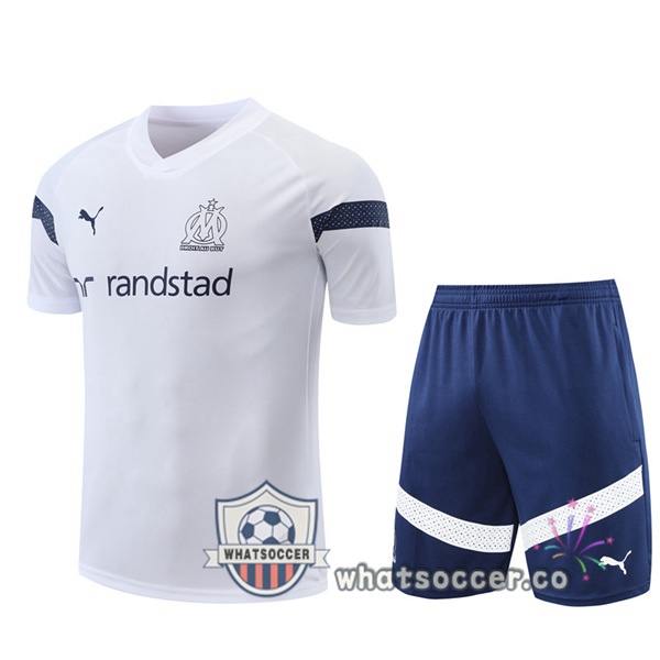 Olympique de Marseille Training T-Shirts + Shorts White 2022-2023