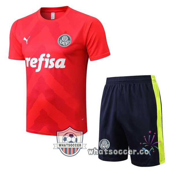 Palmeiras Training T-Shirts + Shorts Red 2022-2023