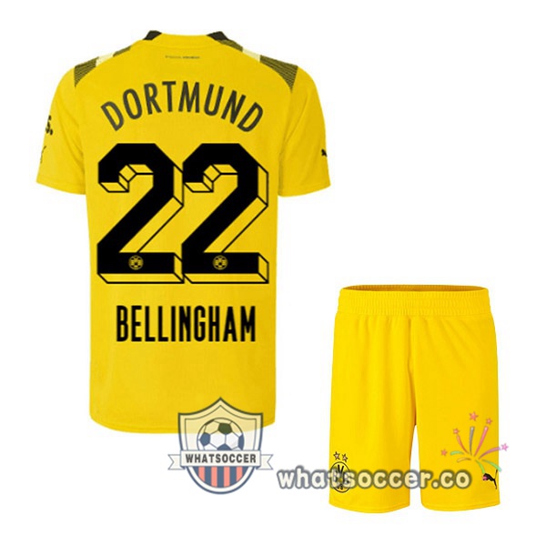 Dortmund BVB (Bellingham 22) Kids CUP Soccer Jerseys Yellow 2022-2023