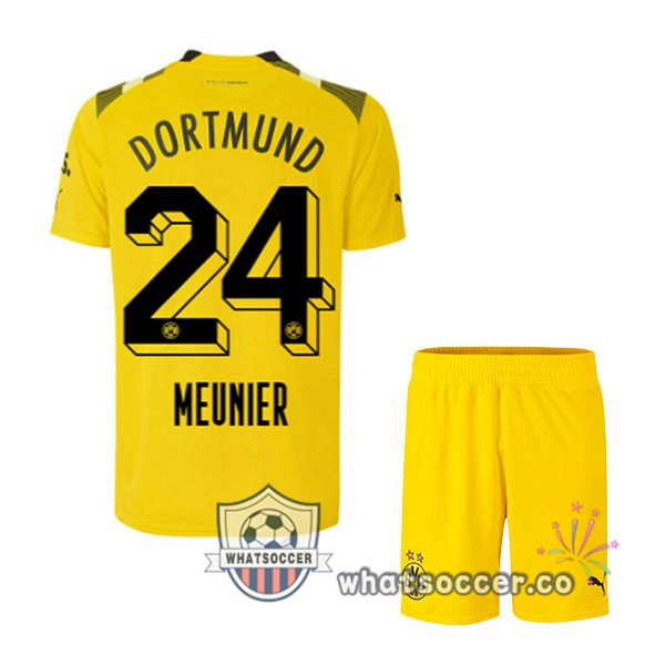 Dortmund BVB (Meunier 24) Kids CUP Soccer Jerseys Yellow 2022-2023